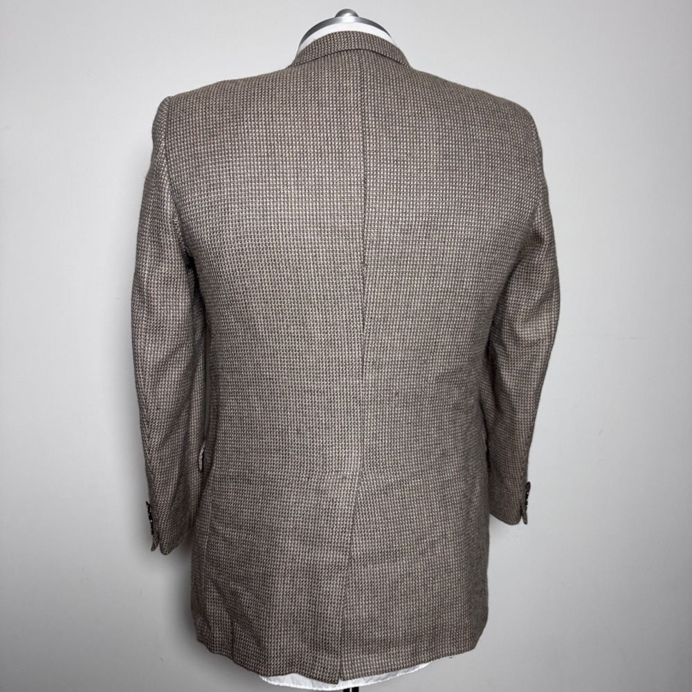 Hickey Freeman Sport Coat Mens 43 Long Tan Micro Check Wool Boardroom Blazer - Picture 5 of 9